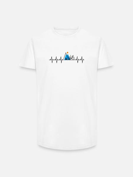 Bike Mountain Heartbeat Mtb - Long Fit Men's T-Shirt - white