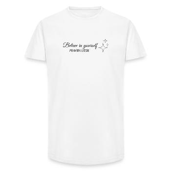 Glaube an dich - Long Fit Männer T-Shirt - Weiß - Vorne - AI Model Male 185 light (185cm)
