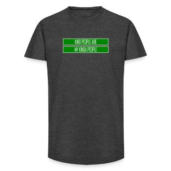 Kind People Are My Kinda People Friendliness - Long Fit Men's T-Shirt - charcoal grey - Front - AI Model Male 185 light (185cm)
