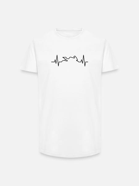 Motorcycle Heartbeat Gift - Long Fit Men's T-Shirt - white