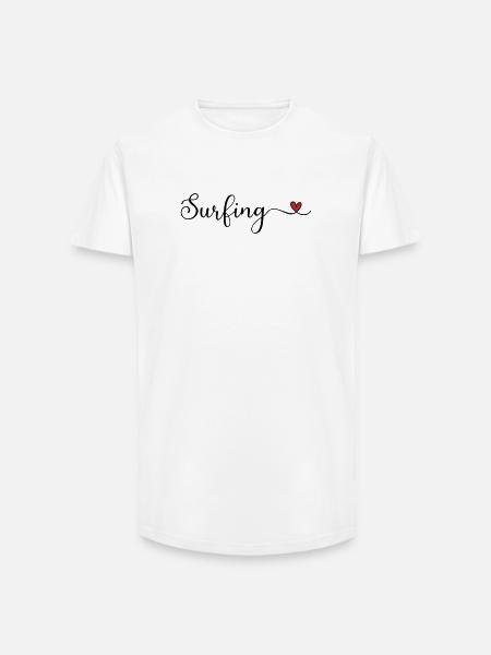 Surfing Heart Typography - Long Fit Men's T-Shirt - white