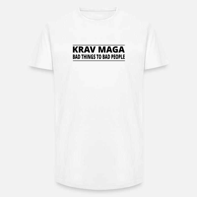 KravMaga | BAD THINGS - Long Fit Männer T-Shirt - Weiß