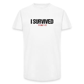 I Survived Day 1 Poker T-Shirt – Tournament Player - T-shirt coupe longue homme - blanc - Devant - AI Model Male 185 light (185cm)