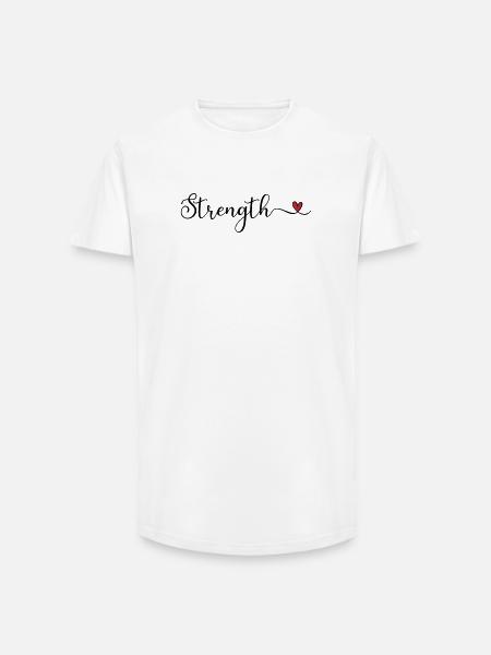 Strength Heart Typography - Long Fit Men's T-Shirt - white