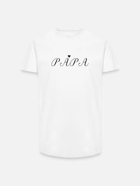 Papa Herz Elegante Typografie - Long Fit Männer T-Shirt - Weiß