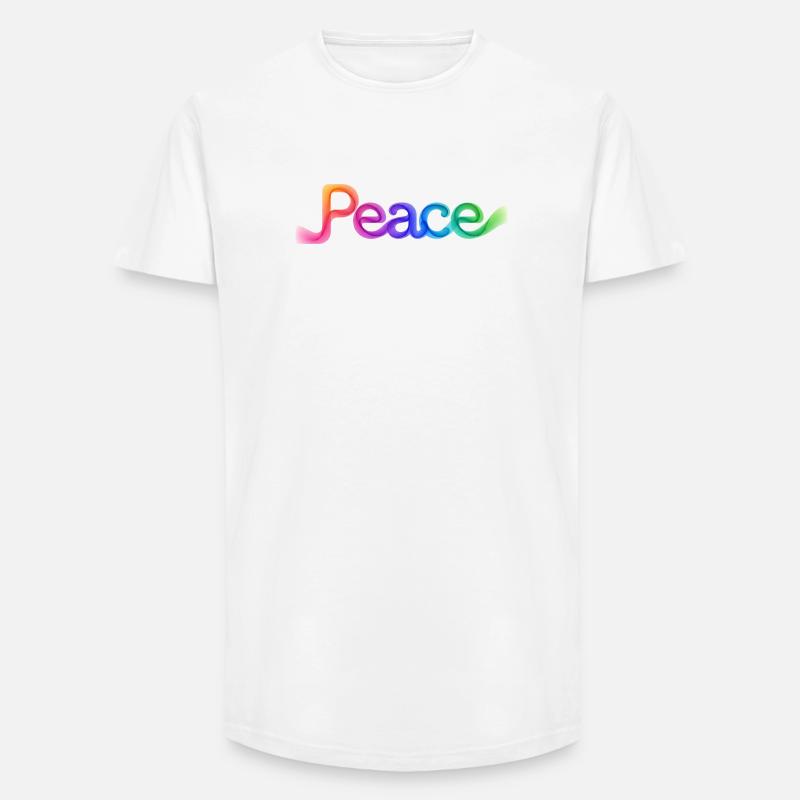 Farbige Peace-Schrift im Pfeildesign - Long Fit Männer T-Shirt - Weiß