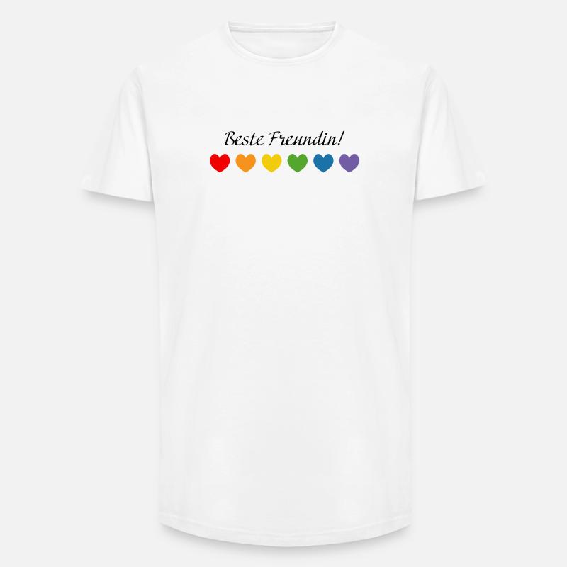 Regenbogenherzchen Beste Freundin - Long Fit Männer T-Shirt - Weiß