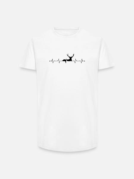 Heartbeat Deer Hunting - Long Fit Men's T-Shirt - white