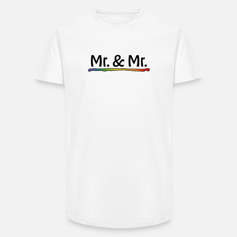 Regenbogen Mr and Mr schwarz - Long Fit Männer T-Shirt - Weiß