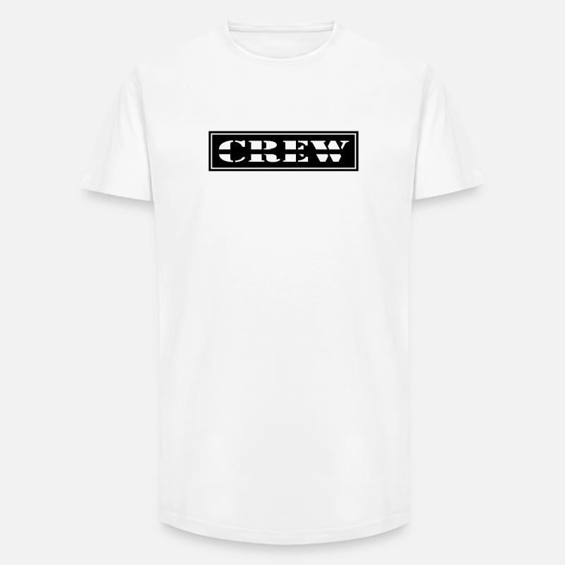 Crew Design im Patch Format - Long Fit Männer T-Shirt - Weiß