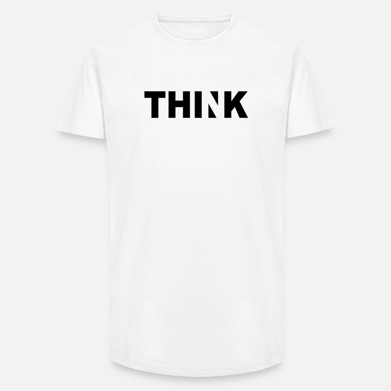 THINK - Long Fit Männer T-Shirt - Weiß