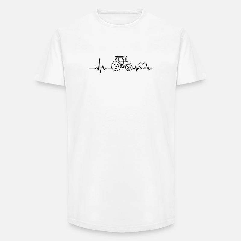 Traktor Puls EKG Herzfrequenz - Long Fit Männer T-Shirt - Weiß