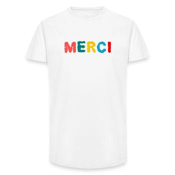 VIELEN DANK. GELIEBTE. MEISTER. DANKE HERRIN - Long Fit Männer T-Shirt - Weiß - Vorne - AI Model Male 185 light (185cm)