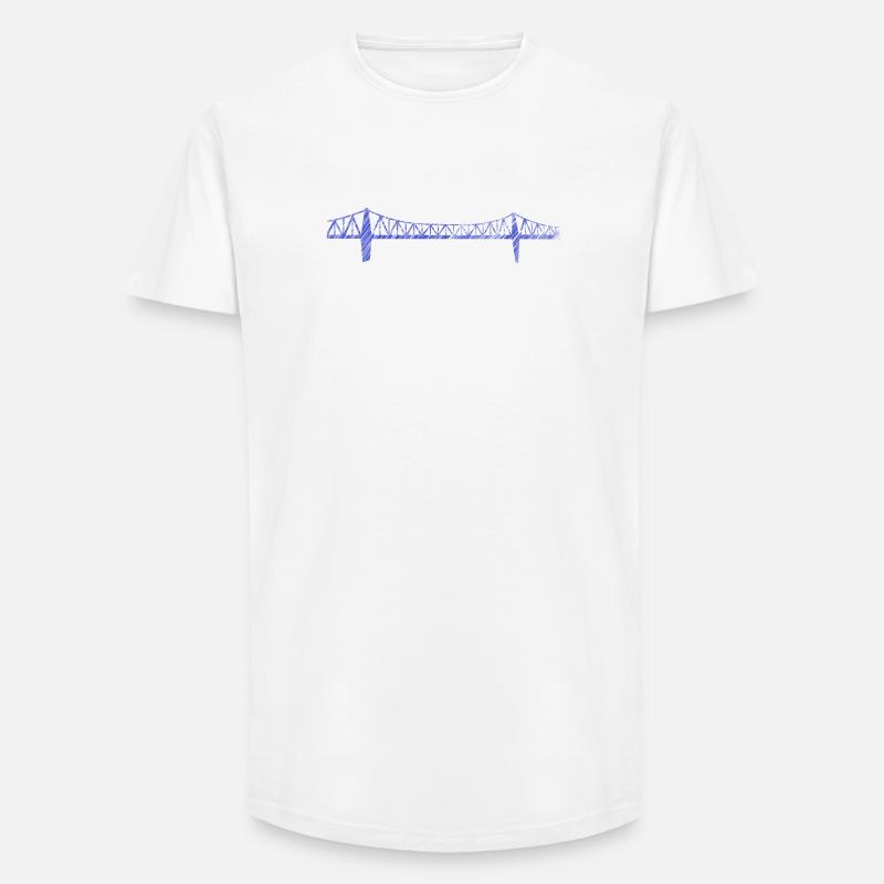 Rendsburger Hochbrücke – Urban Scribble Art Design - Long Fit Männer T-Shirt - Weiß