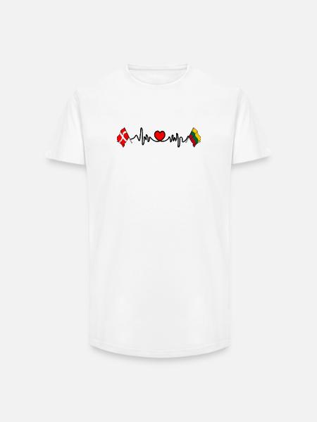 Cardio heart Flag Denmark, flag Lithuania - Long Fit Men's T-Shirt - white