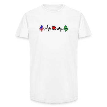 Cardio Heart Flag USA, Brazil - Long Fit Men's T-Shirt - white - Front - AI Model Male 185 light (185cm)