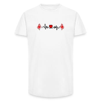 Heartbeat & Rising Sun Flags - Long Fit Men's T-Shirt - white - Front - AI Model Male 185 light (185cm)