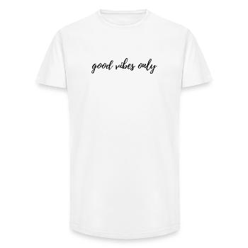 Positive Energy Statement Shirt  - Long Fit Männer T-Shirt - Weiß - Vorne - AI Model Male 185 light (185cm)
