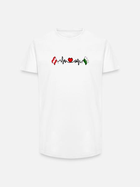 Steiermark-Flaggen mit Herzschlag - Long Fit Männer T-Shirt - Weiß
