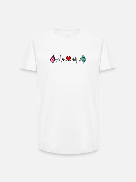 Derbyshire & UK Heartbeat - Long Fit Men's T-Shirt - white