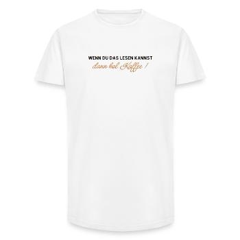 Kaffee Spruch - Long Fit Männer T-Shirt - Weiß - Vorne - AI Model Male 185 light (185cm)