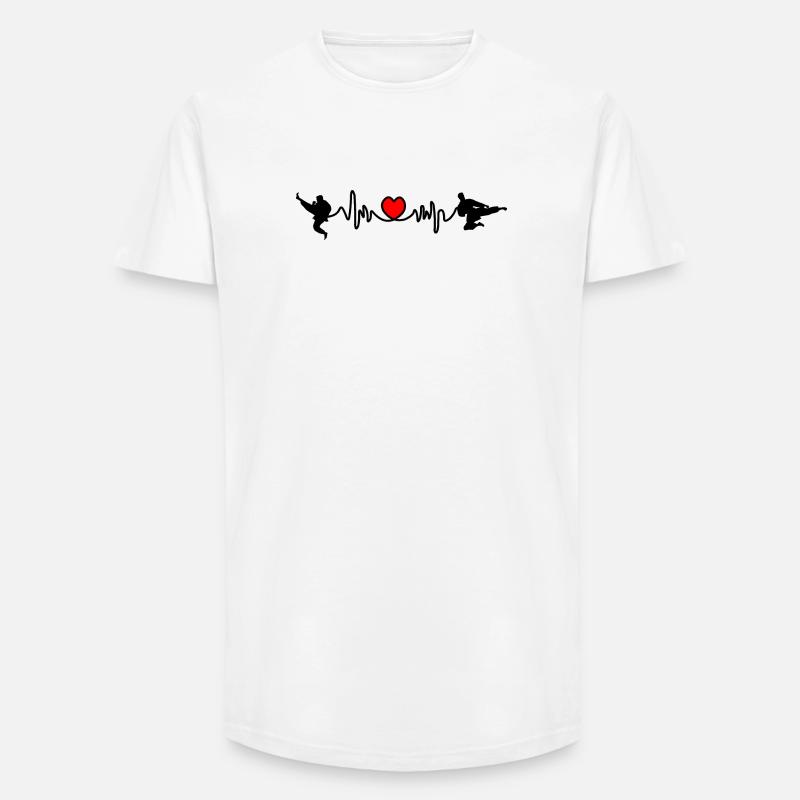 Karate Cardio oder Herzfrequenz mit Karate-Kicks - Long Fit Männer T-Shirt - Weiß