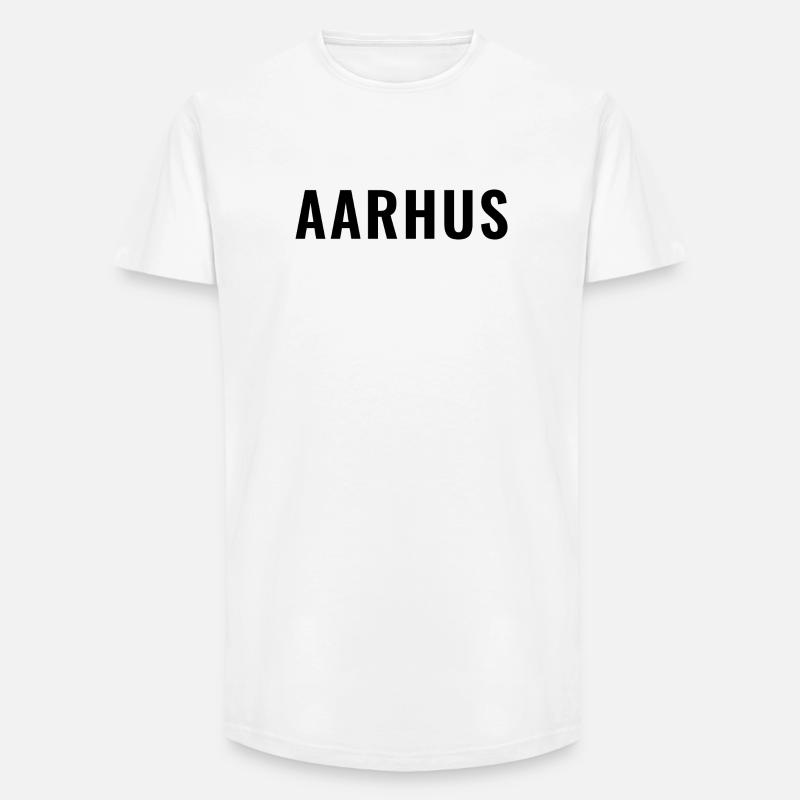 Aarhus Dänemark Minimal Typografie - Long Fit Männer T-Shirt - Weiß
