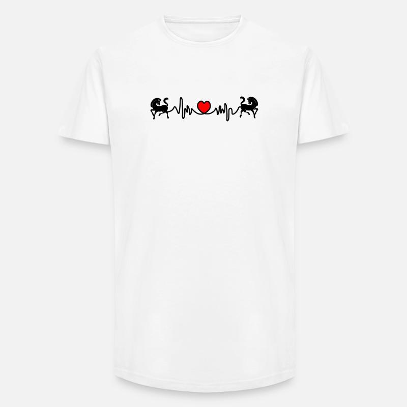 Zwei Pferde Cardio-Herzfrequenz - Long Fit Männer T-Shirt - Weiß