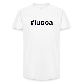 Lucca Hashtag - Long Fit Men's T-Shirt - white - Front - AI Model Male 185 light (185cm)