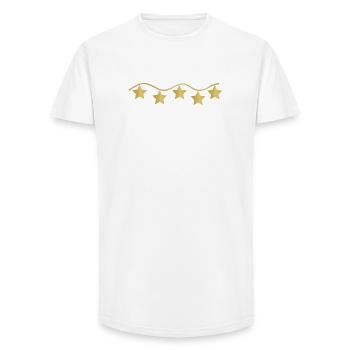gold star garland - Long Fit Men's T-Shirt - white - Front - AI Model Male 185 light (185cm)