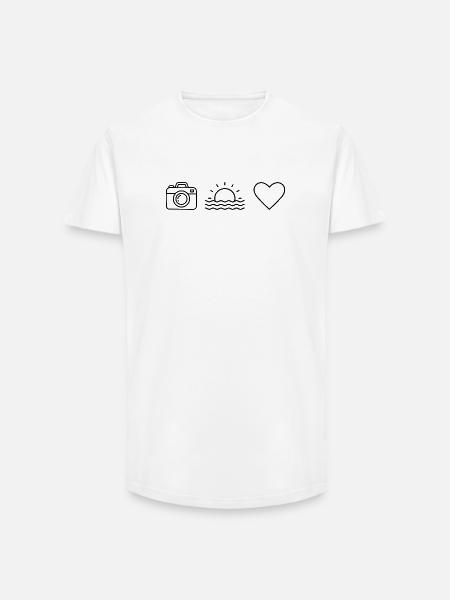 Camera Sunset Heart - Long Fit Men's T-Shirt - white
