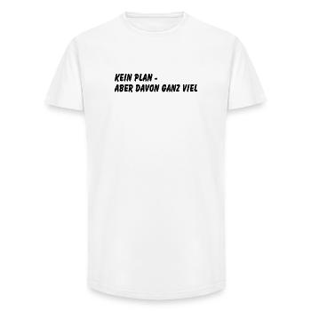 Kein Plan - Long Fit Männer T-Shirt - Weiß - Vorne - AI Model Male 185 light (185cm)