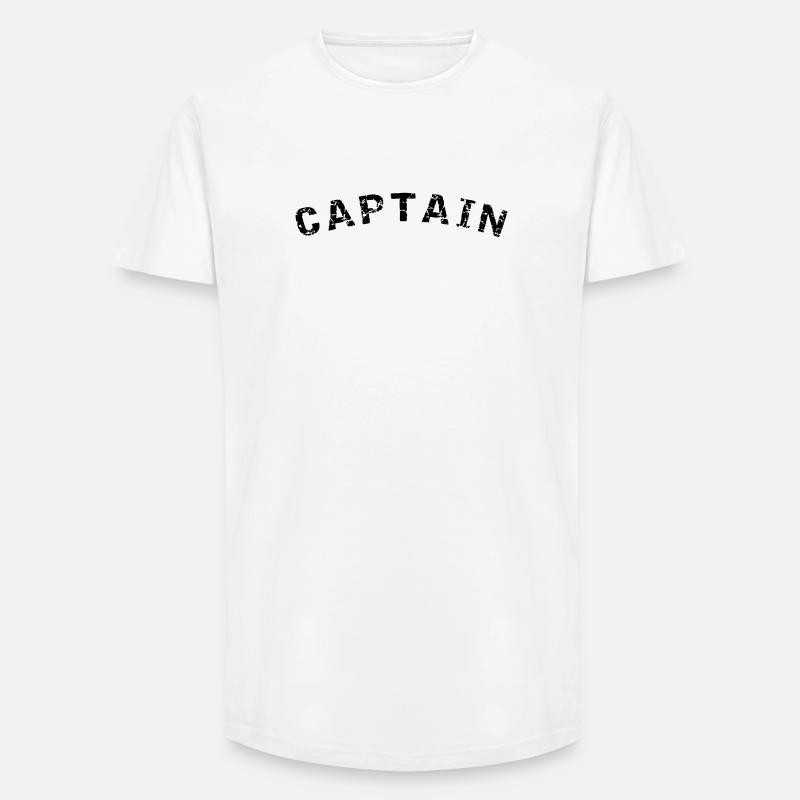 Conception de style capitaine - T-shirt coupe longue homme - blanc
