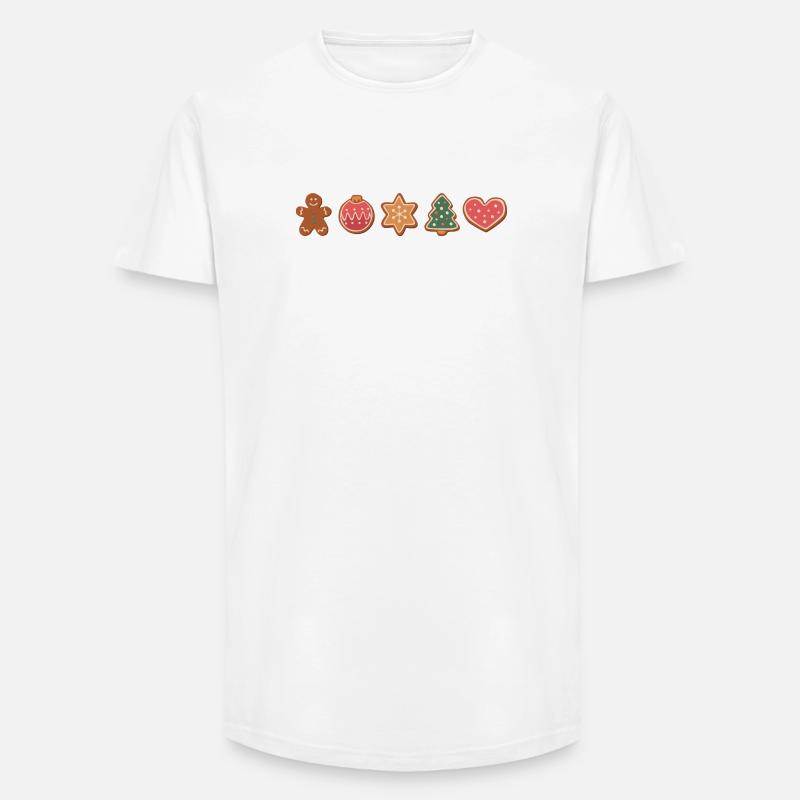Biscuits et biscuits pour Noël - T-shirt coupe longue homme - blanc