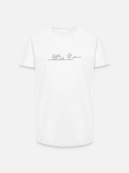 Van Camper Desert Cactus line art - Long Fit Men's T-Shirt - white