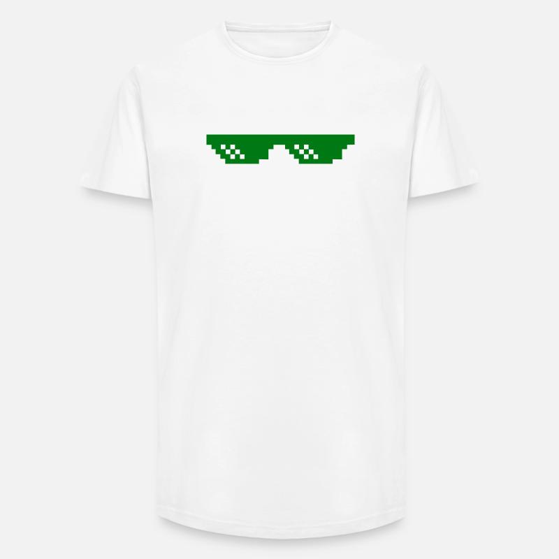 Green pixel pattern with contrast blocks - Long Fit Men's T-Shirt - white