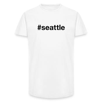 SEATTLE Hashtag Grunge - Long Fit Men's T-Shirt - white - Front - AI Model Male 185 light (185cm)
