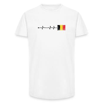 Belgium Flag Heartbeat - Long Fit Men's T-Shirt - white - Front - AI Model Male 185 light (185cm)