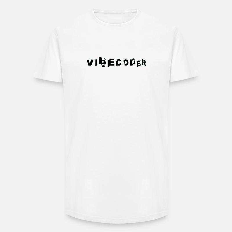 VibeCoder Glitch Neon - T-shirt coupe longue homme - blanc