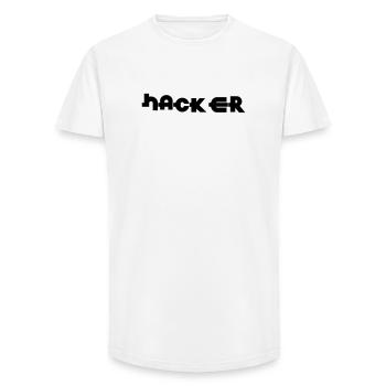 Hacker - T-shirt coupe longue homme - blanc - Devant - AI Model Male 185 light (185cm)