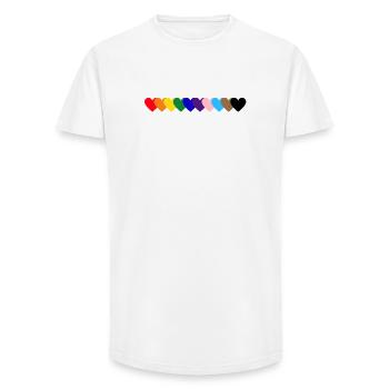 Rainbow Hearts Pride - Long Fit Men's T-Shirt - white - Front - AI Model Male 185 light (185cm)
