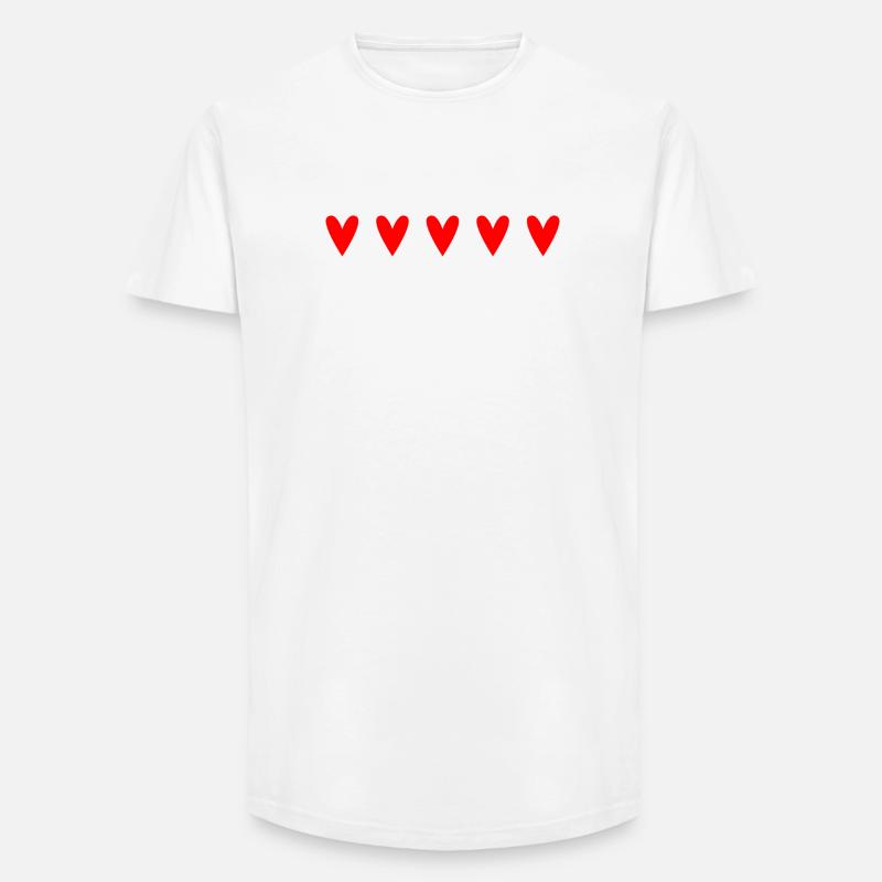 Leidenschaftliche rote Herzen in einzigartigem Muster - Long Fit Männer T-Shirt - Weiß