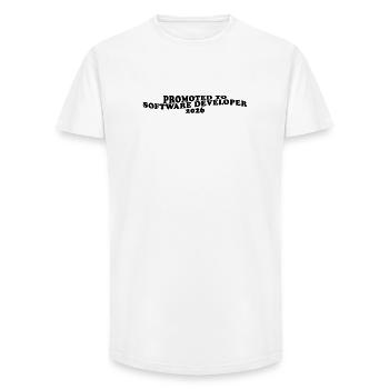 Promu développeur logiciel 2026 - T-shirt coupe longue homme - blanc - Devant - AI Model Male 185 light (185cm)