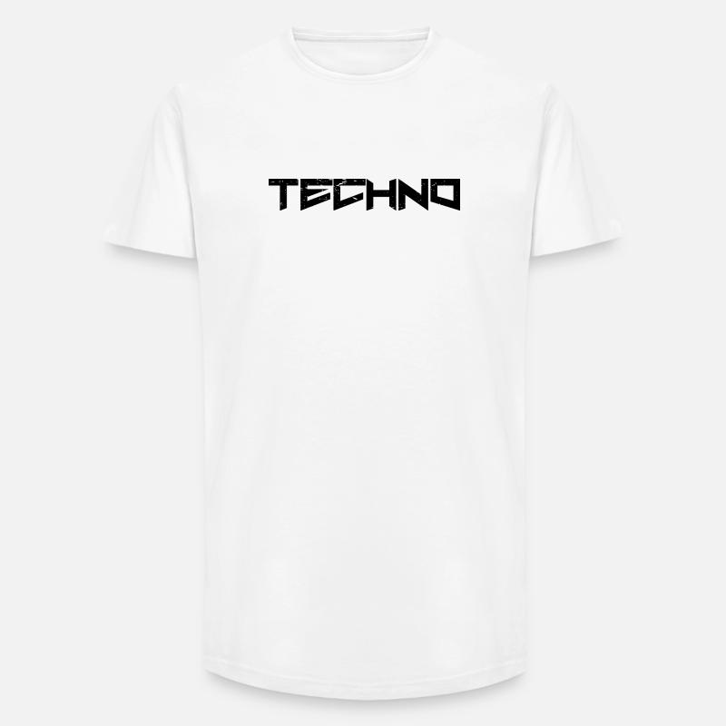 Techno - Long Fit Männer T-Shirt - Weiß