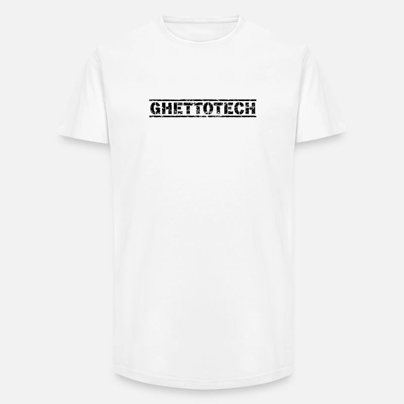 Ghettotech - Long Fit Männer T-Shirt - Weiß