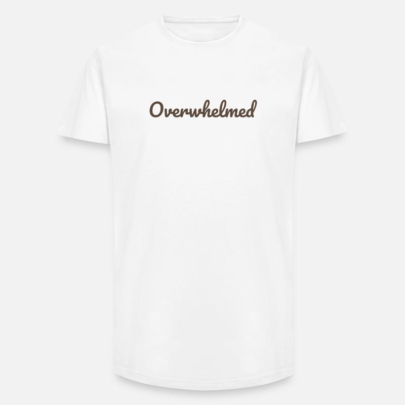 Overwhelms script text in brown - Long Fit Men's T-Shirt - white