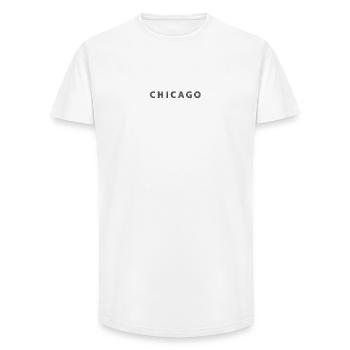 CHICAGO – Architectural Steel Typography - Long Fit Men's T-Shirt - white - Front - AI Model Male 185 light (185cm)
