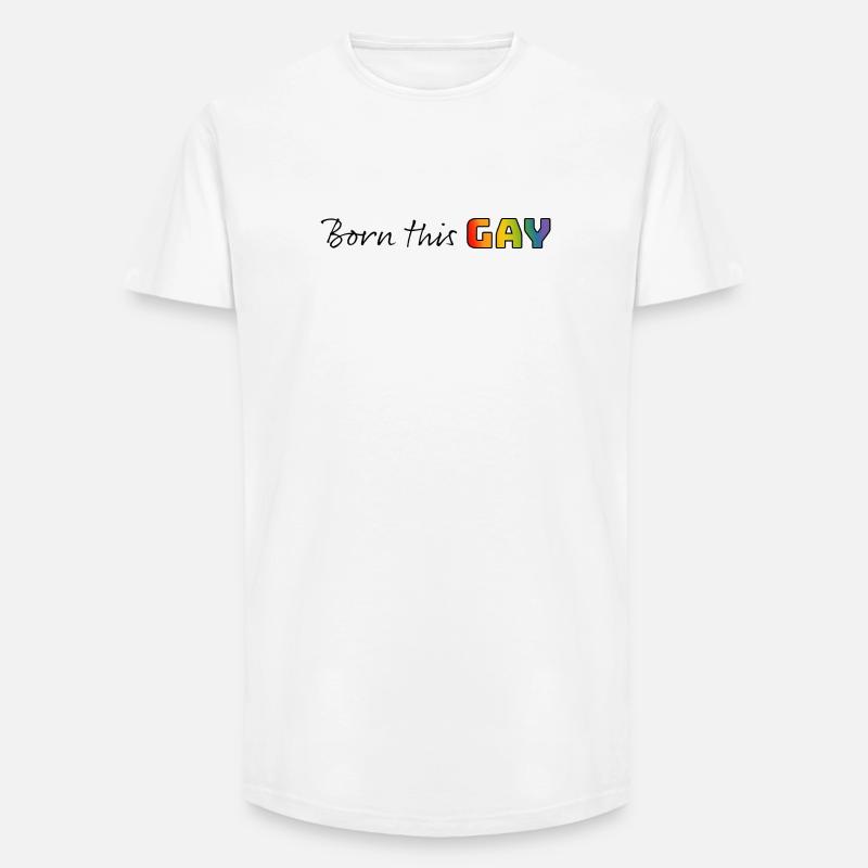 Regenbogen born this gay - Long Fit Männer T-Shirt - Weiß