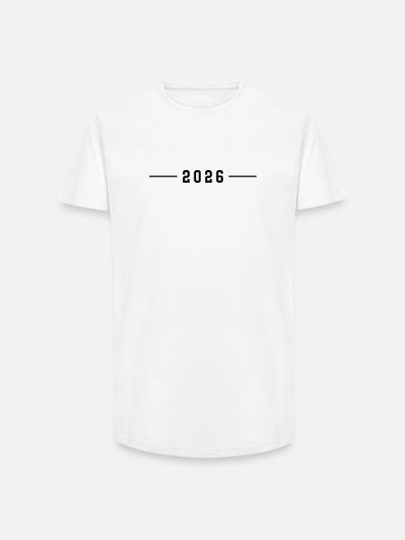 2026 Strich - Long Fit Männer T-Shirt - Weiß