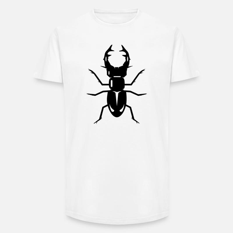 stilisierter Hirschkäfer mit prächtigen Geweih - Long Fit Männer T-Shirt - Weiß